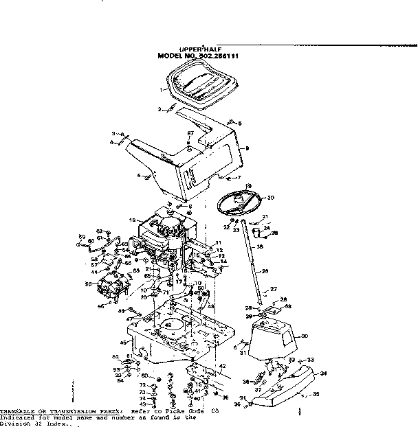 Craftsman 502256111 upper half diagram
