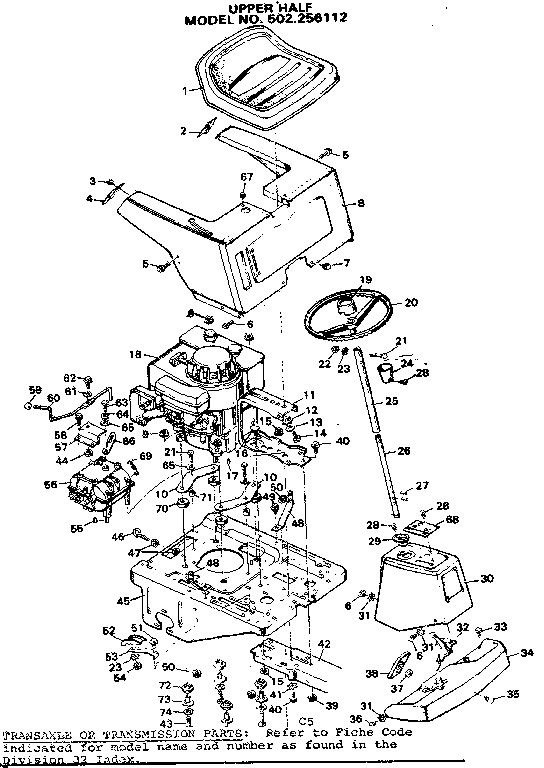 Craftsman 502256112 upper half diagram