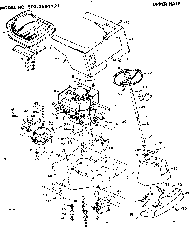 Craftsman 5022561121 upper half diagram