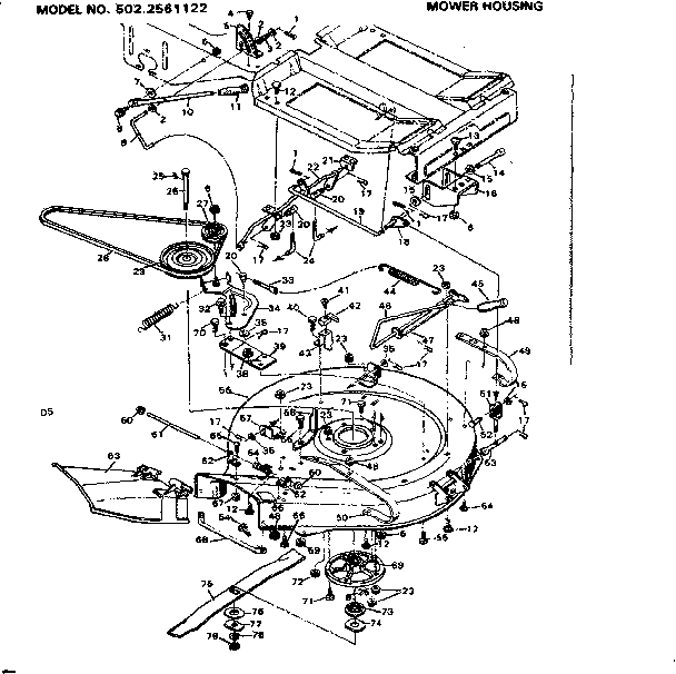 Craftsman 5022561122 mower housing diagram