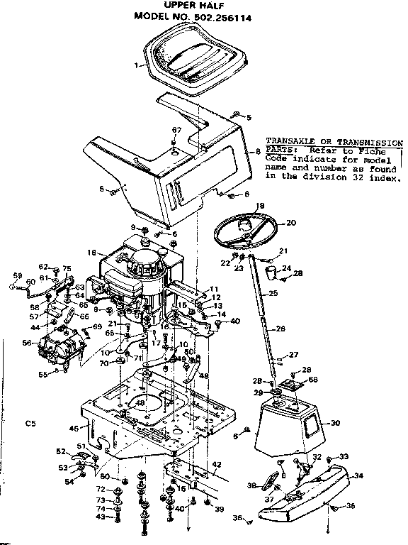 Craftsman 502256114 upper half diagram