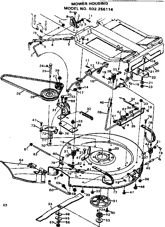 Craftsman 502256114 mower housing diagram
