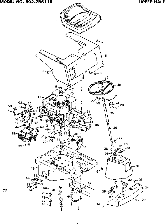 Craftsman 502256115 upper half diagram