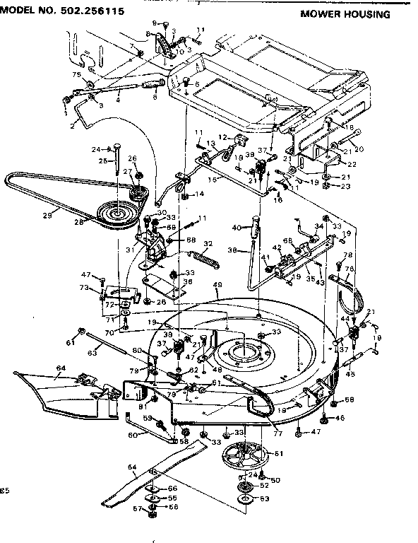 Craftsman 502256115 mower housing diagram