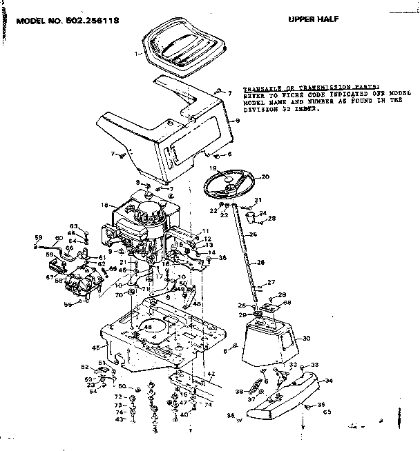 Craftsman 502256118 upper half diagram