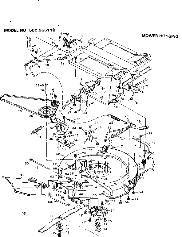 Craftsman 502256119 mow. hous. diagram