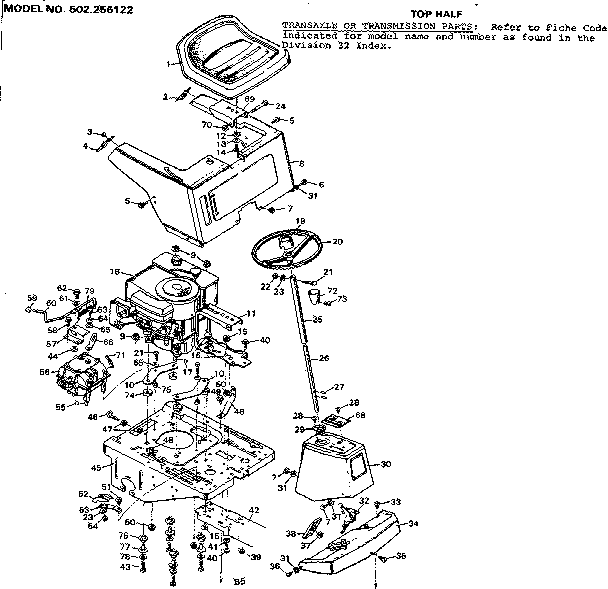 Craftsman 502256122 top half diagram
