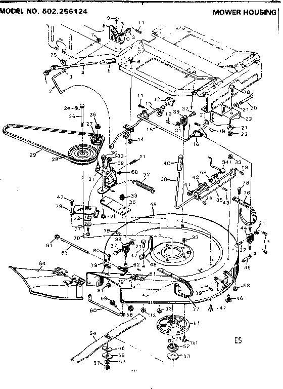 Craftsman 502256124 mower housing diagram