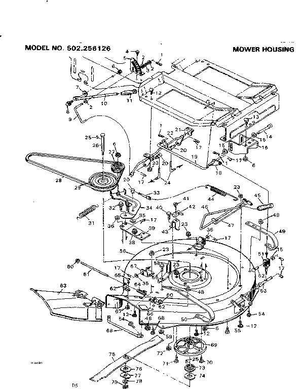 Craftsman 502256126 mower housing diagram