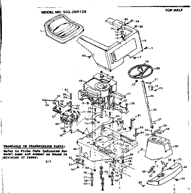 Craftsman 502256128 top half diagram