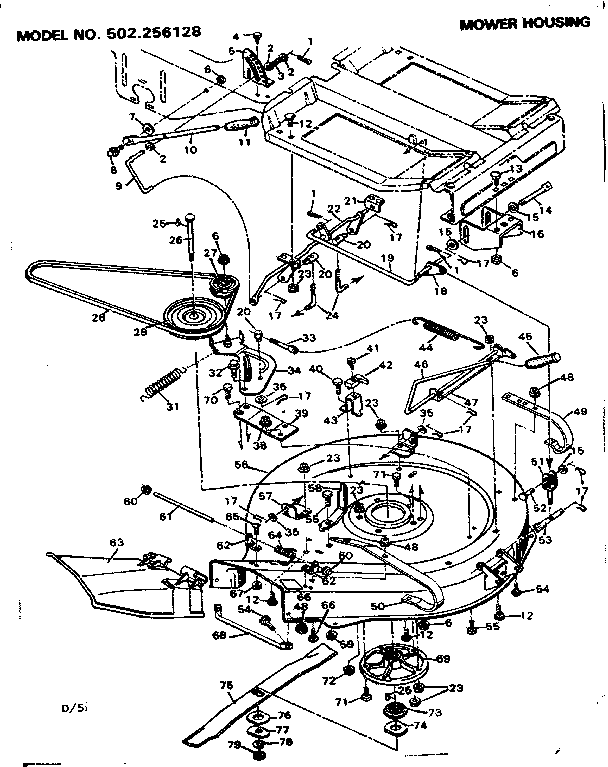 Craftsman 502256128 mower housing diagram