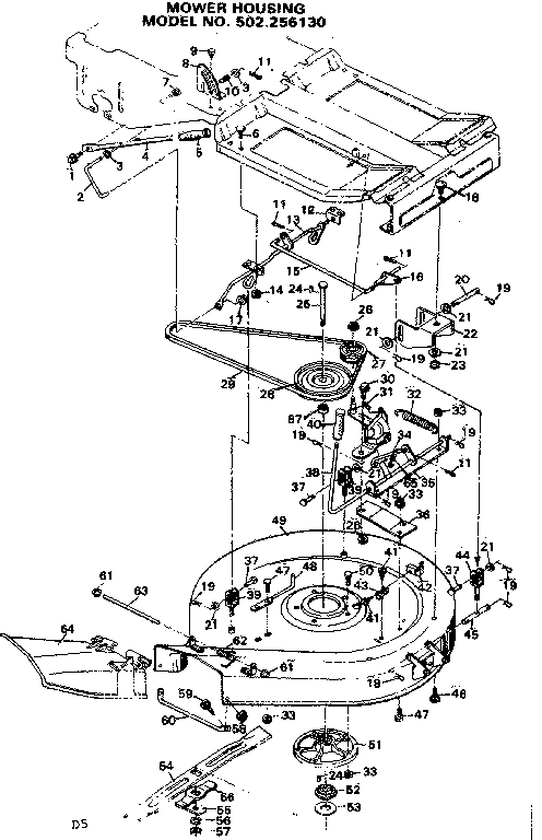 Craftsman 502256130 mower housing diagram