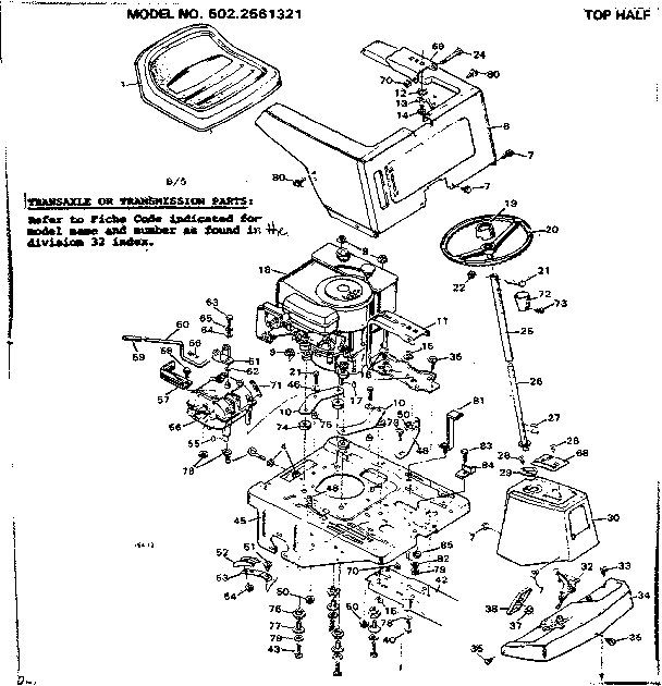 Craftsman 5022561321 top half diagram