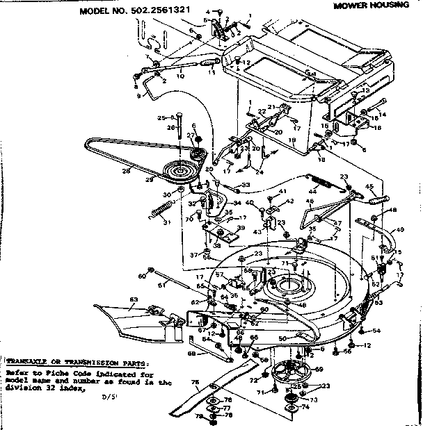 Craftsman 5022561321 mower housing diagram