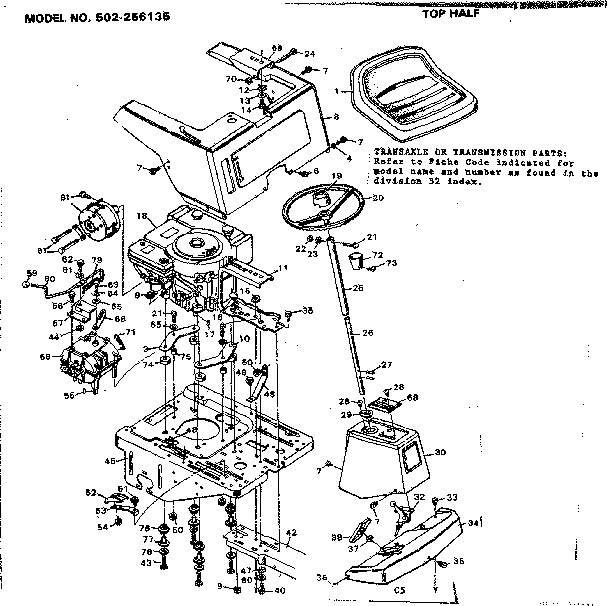 Craftsman 502256135 top half diagram