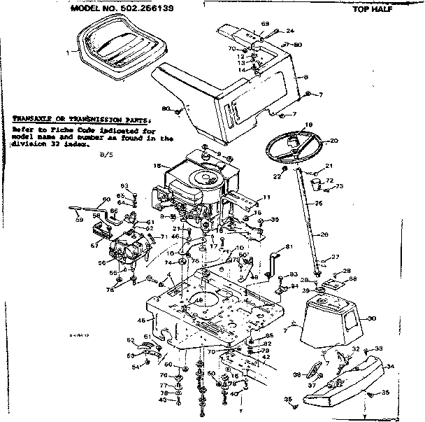 Craftsman 502256139 top half diagram