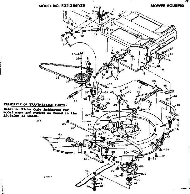 Craftsman 502256139 mower housing diagram