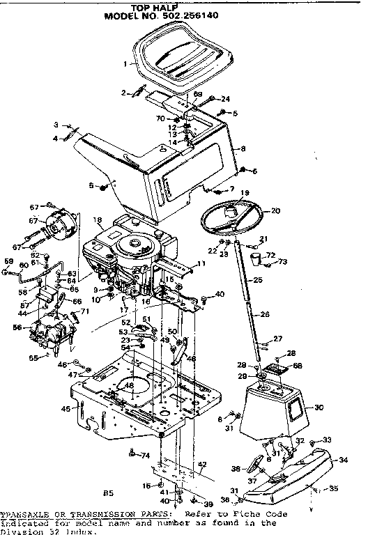 Craftsman 502256140 top half diagram