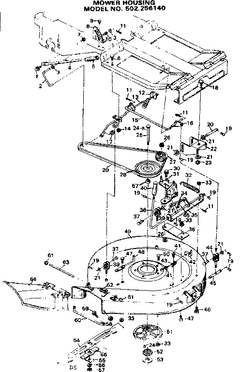 Craftsman 502256140 mower housing diagram