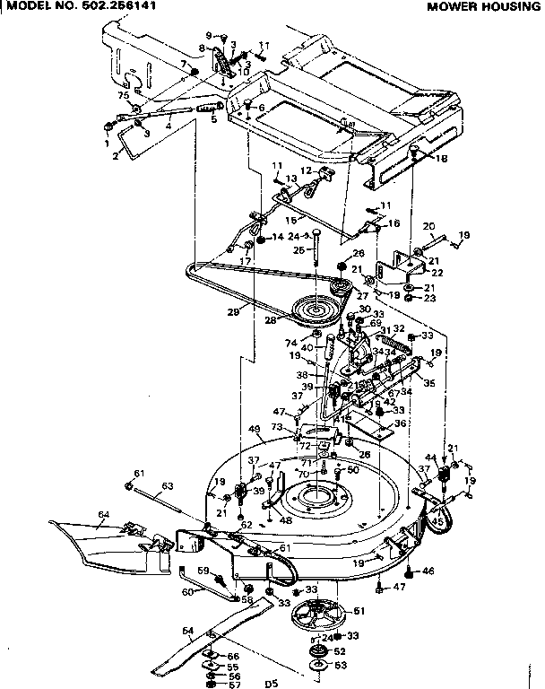 Craftsman 502256141 mower housing diagram