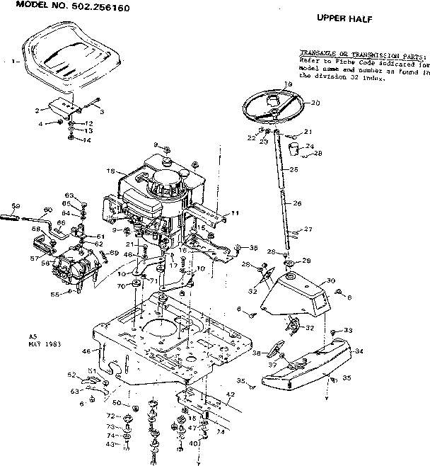 Craftsman 502256160 upper half diagram