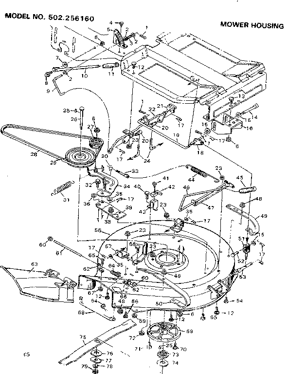Craftsman 502256160 mower housing diagram