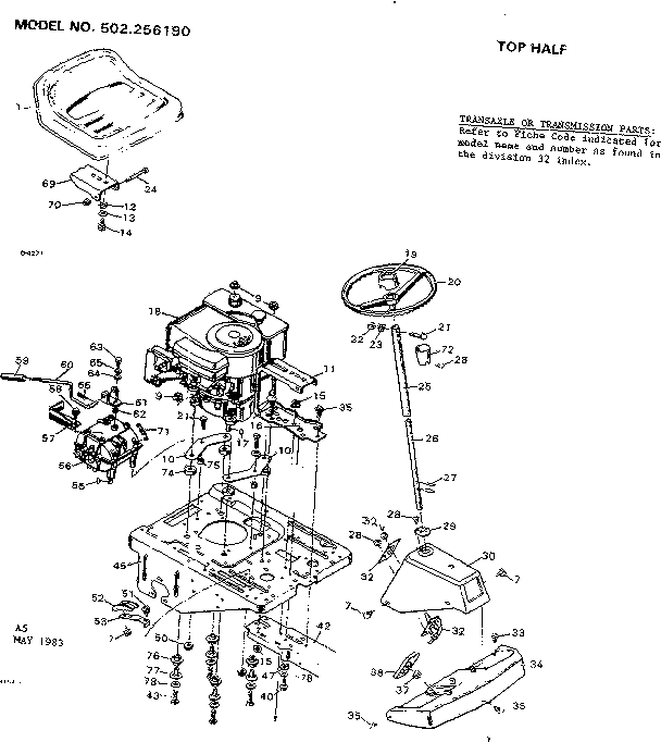 Craftsman 502256190 top half diagram