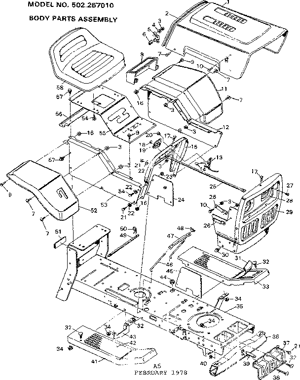 Craftsman 502257010 body parts assembly diagram