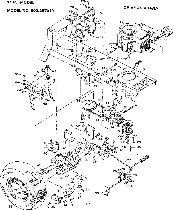 Craftsman 502257010 drive assembly diagram