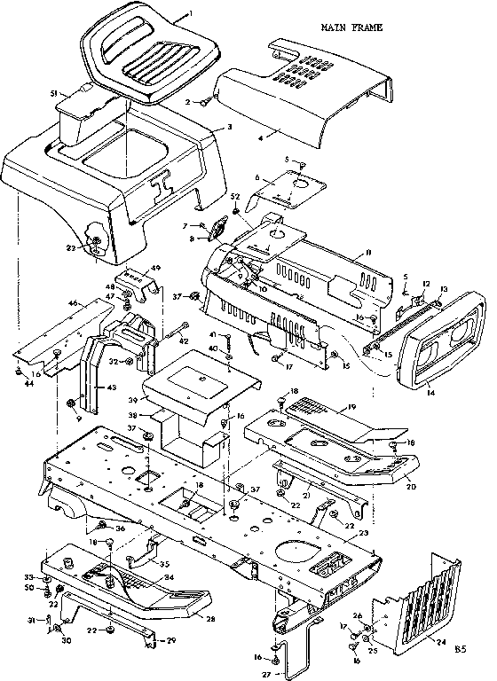 Craftsman 50225800 10 lawn tractor/main frame diagram