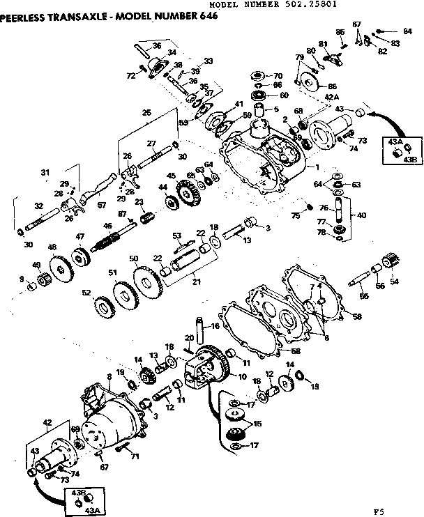 Craftsman 50225801 10 lawn tractor/peerless transaxle diagram