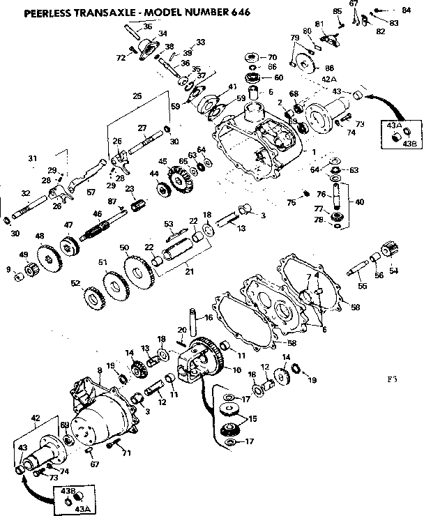 Craftsman 50225810 8 lawn tractor/peerless transaxle model 646 diagram