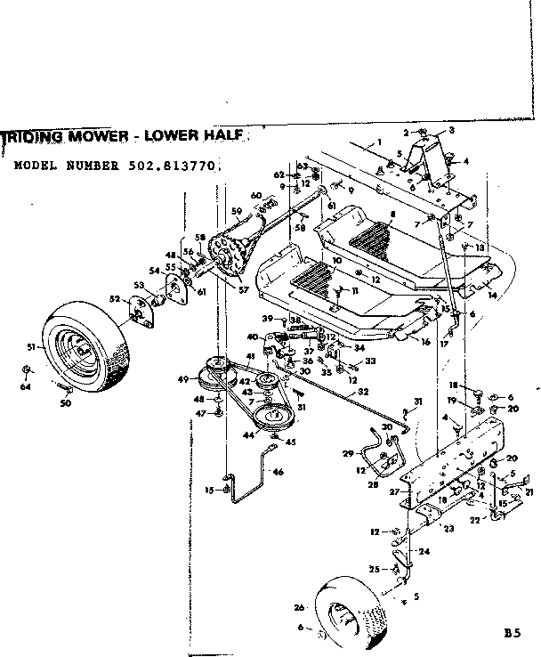 Craftsman 502813770 riding mower-lower half diagram