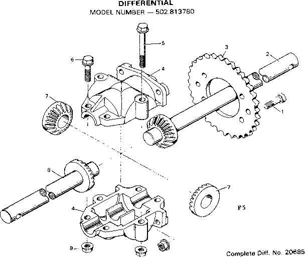 Craftsman 502813780 differential diagram