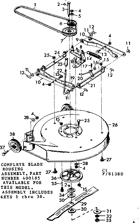 Craftsman 50281380 blade housing diagram