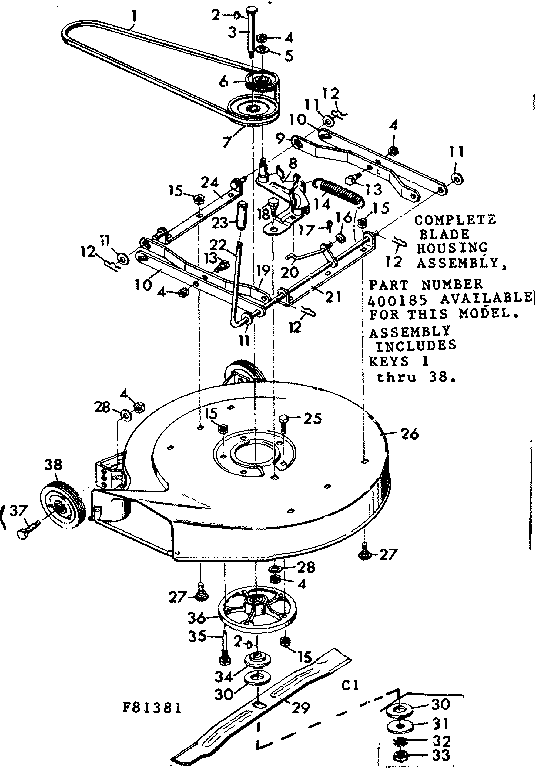 Craftsman 50281381 blade housing diagram