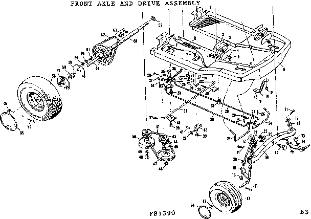 Craftsman 50281390 front axle and drive assembly diagram