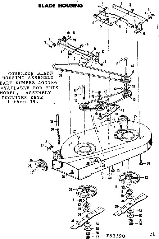Craftsman 50281390 blade housing diagram