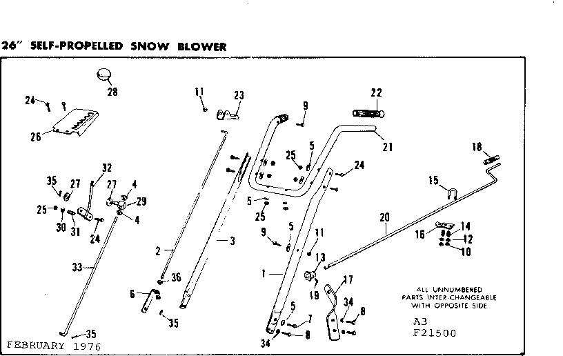 Craftsman 53621500 handle assembly diagram