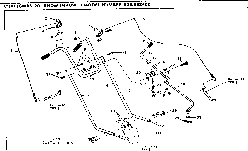 Craftsman 536882400 handle assembly diagram