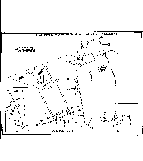 Craftsman 53690490 handle assembly diagram