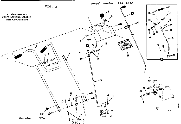 Craftsman 53690501 handle assembly diagram