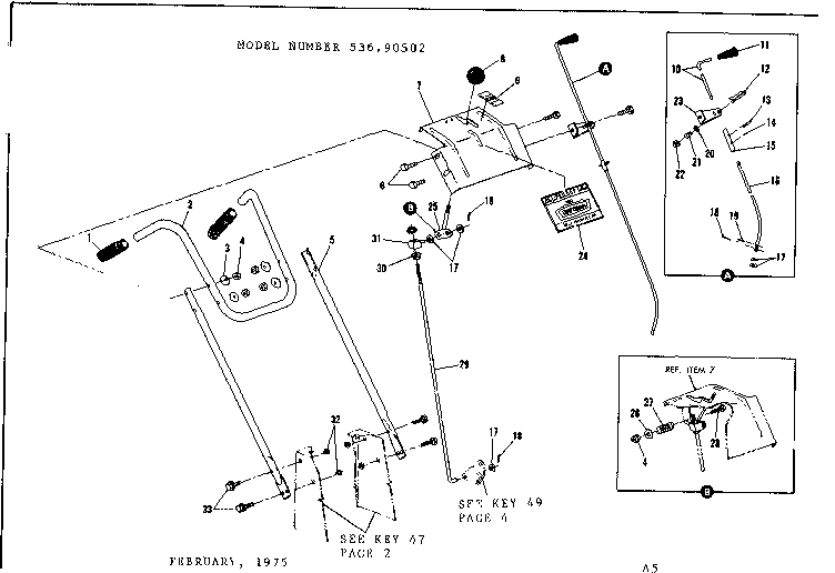 Craftsman 53690502 handle assembly diagram