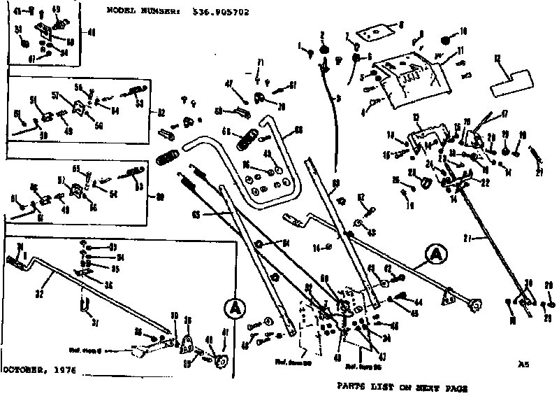 Craftsman 536905702 handle assembly diagram