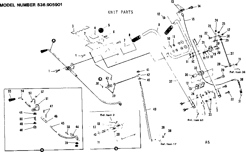 Craftsman 536905901 handle assembly diagram