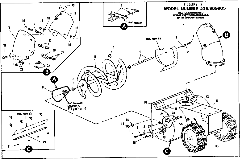 Craftsman 536905903 chute and impeller assembly diagram