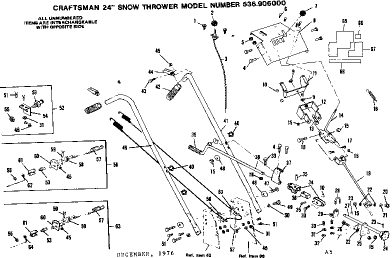 Craftsman 536906000 handle assembly diagram