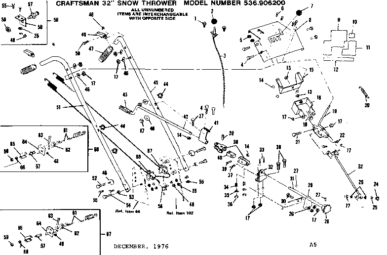 Craftsman 536906200 handle assembly diagram