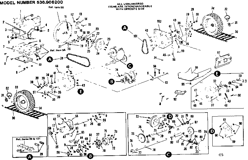 Craftsman 536906200 wheel assembly diagram
