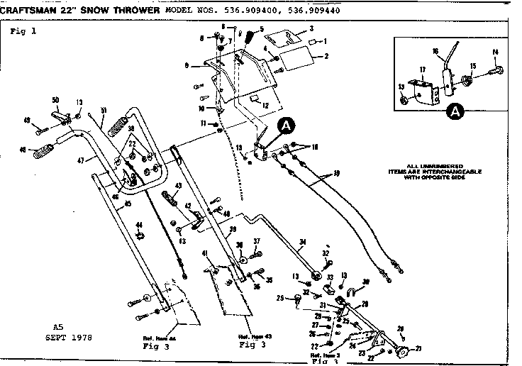 Craftsman 536909400 handle assembly diagram
